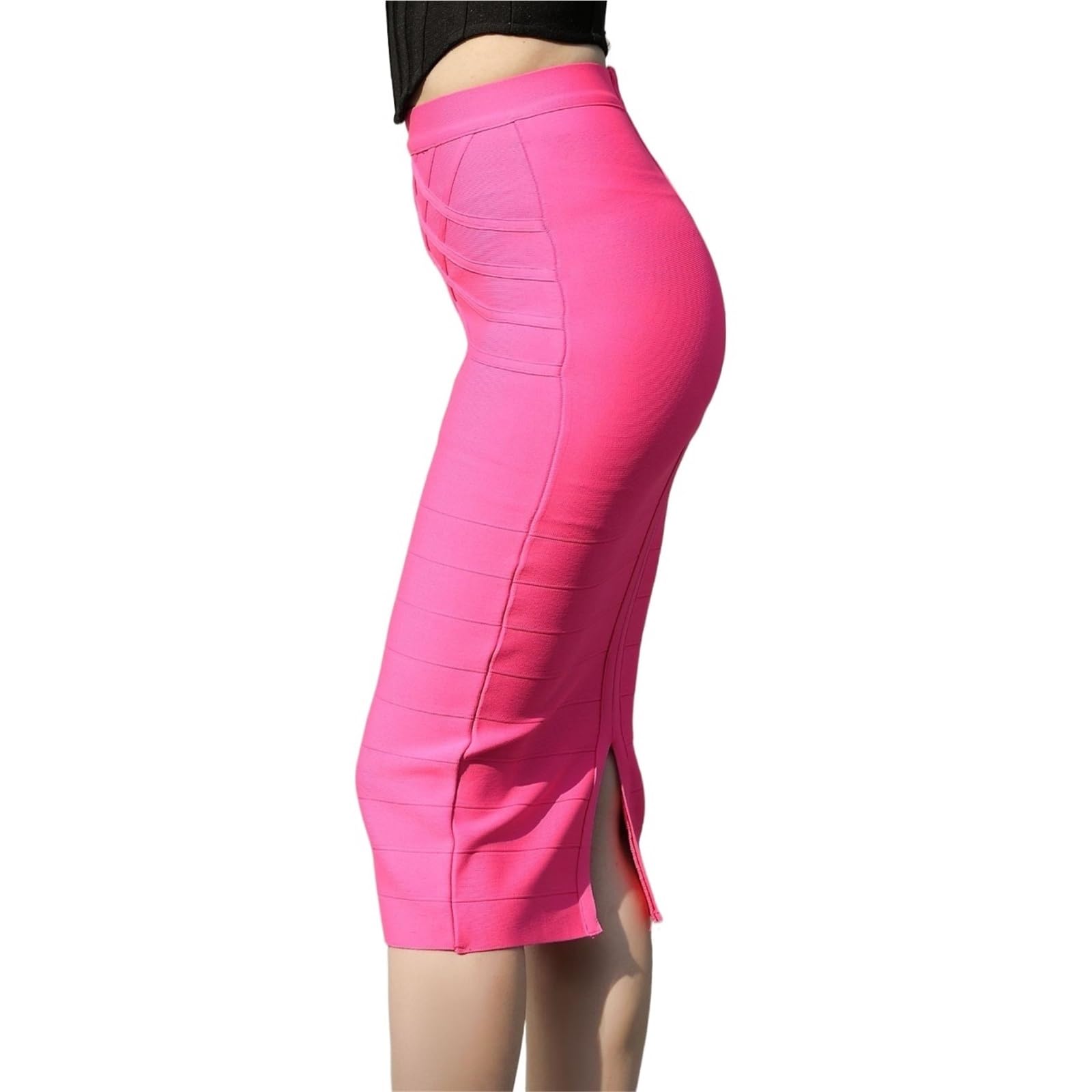 Falda Tubo Faldas Elegantes ceñidas al Cuerpo for Mujer, Faldas de Tubo de Cintura Alta elásticas(Yellow,M)