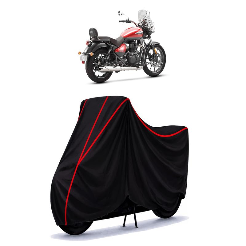 Image of Meteor 350 Water Resistant Bike Cover for All Motorcycles & Rain | Heavy Duty Taffeta Fabric | UV Protection, Dustproof, Scratchproof | All Weather Two Wheeler Body Cover with Elastic Bottom