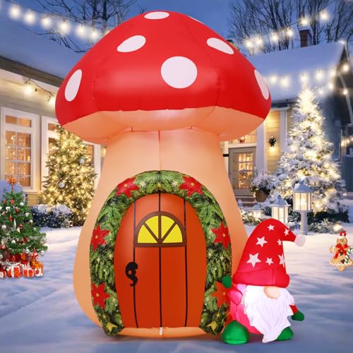 Aufblasbare Weihnachtszwerge mit Pilzhaus – 1,5 m