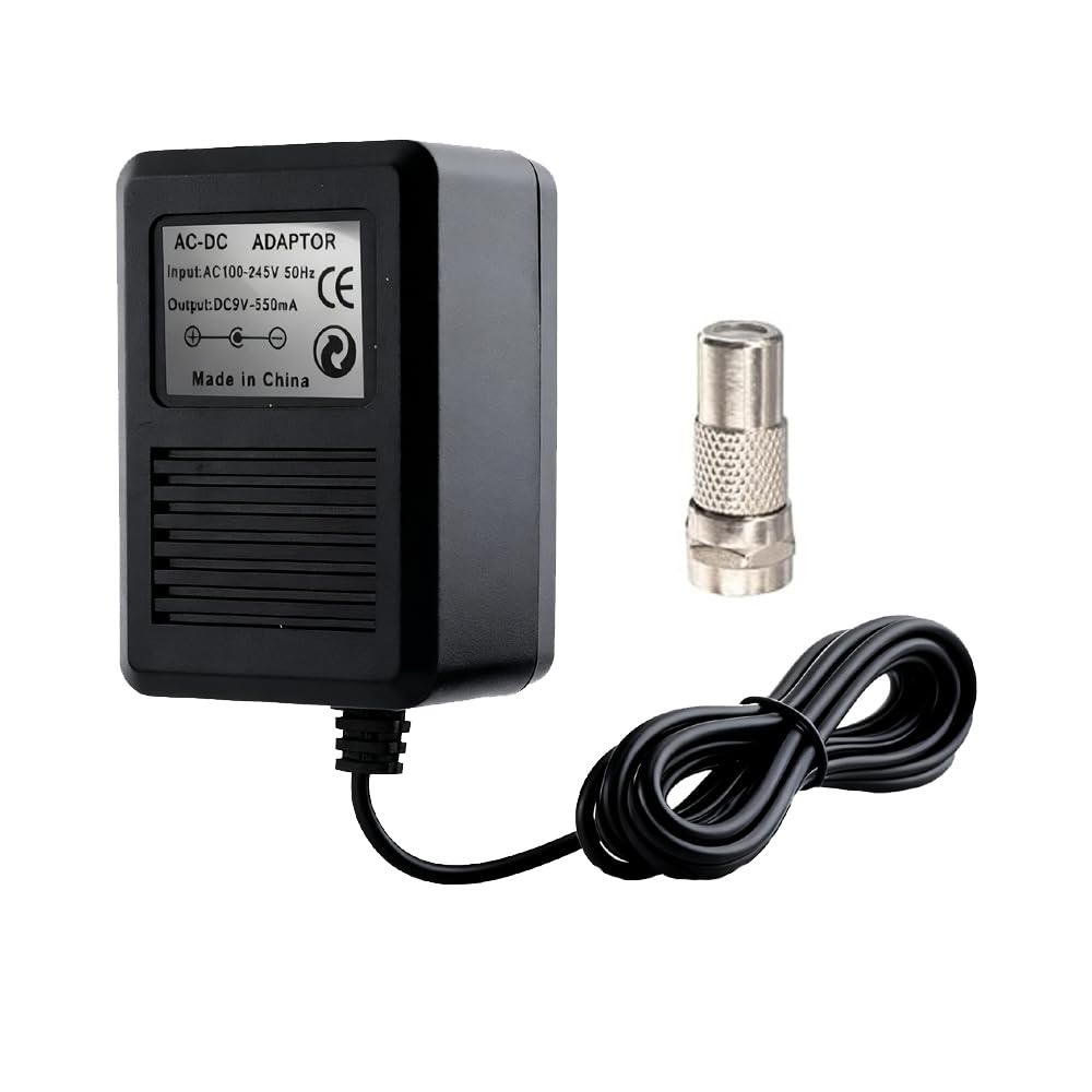 CHILDMORY AC Adapter Power Supply with F Plug Female Adapter F Type Male Coax to RCA Female Jack RF Video TV Connector for 2600 System Console US Plug