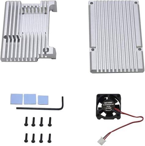 Wivarra para Raspberry Pi 4 Caja de AleacióN de Aluminio Caja de Cubierta Protectora CNC con Ventilador de Enfriamiento para RPI 4 Modelo B (Plata) Informática,Componentes,Dispositivos externos,Cajas de ordenador de sobremesa
