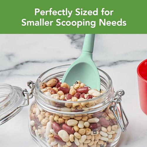 Image of Tovolo Flex Core Small Deep Spoon Silicone for Cooking Mixing Baking, Dishwasher Safe BPA Free All Silicone Kitchen Mini Spoon Heat Resistant Nonstick Safe Serving Spoon, Aqua Seafoam Green