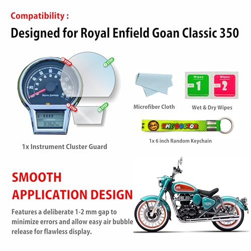 Image of Meter Display Screen Protector, Meter Guard for Goan Classic 350 Bikes | Scratch Resistant | Water Resistant | HD Clear Vision (1-Free Random 6 inch Keychain)