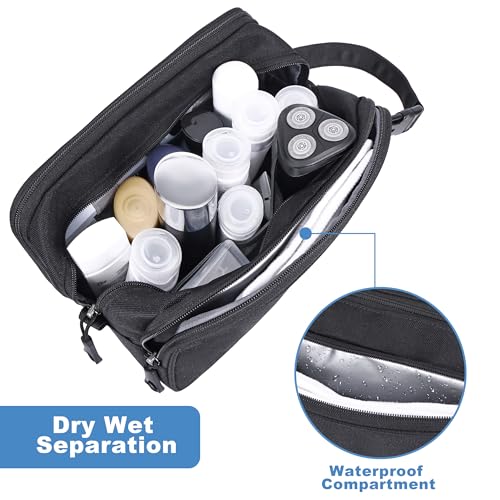 Hygiene Bag for Men, YKK Zippers Waterproof Tactical Toiletry Bag with Compartments, Dop Kits for Men Travel, Bath Cosmetic Toiletry Kit3
