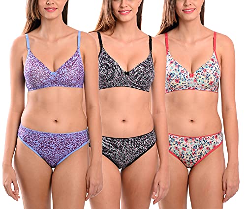 Image of Softskin Womens Seamless Padded Bra & Panty Set - Pack of 3