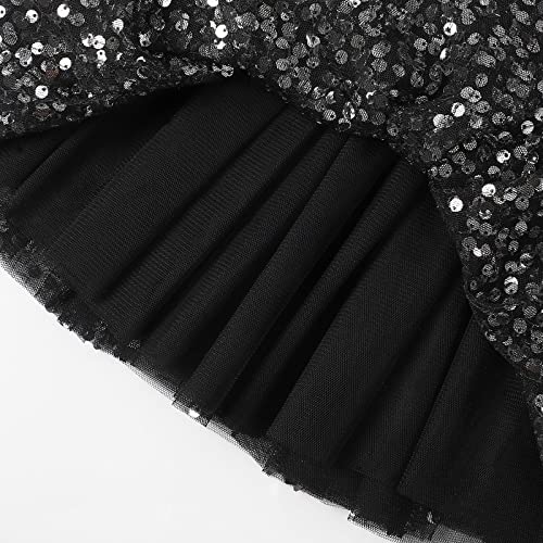Kereda Baby Girls Layered Tutu Skirt Sparkling Sequin Tulle Dance Skirts 6-8 Y Black #TOP4