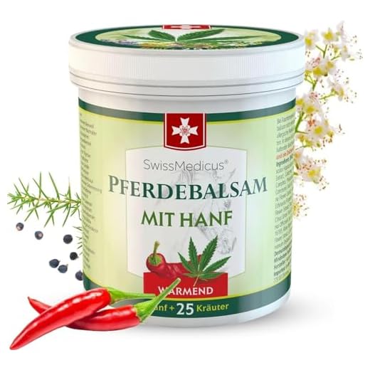 SwissMedicus - Pferdebalsam - El bálsamo de caballo con cannabis – efecto calor - Alivio real para el sistema muscular - 25 tipos de hierbas, 500 ml, crema de caballo para musculos