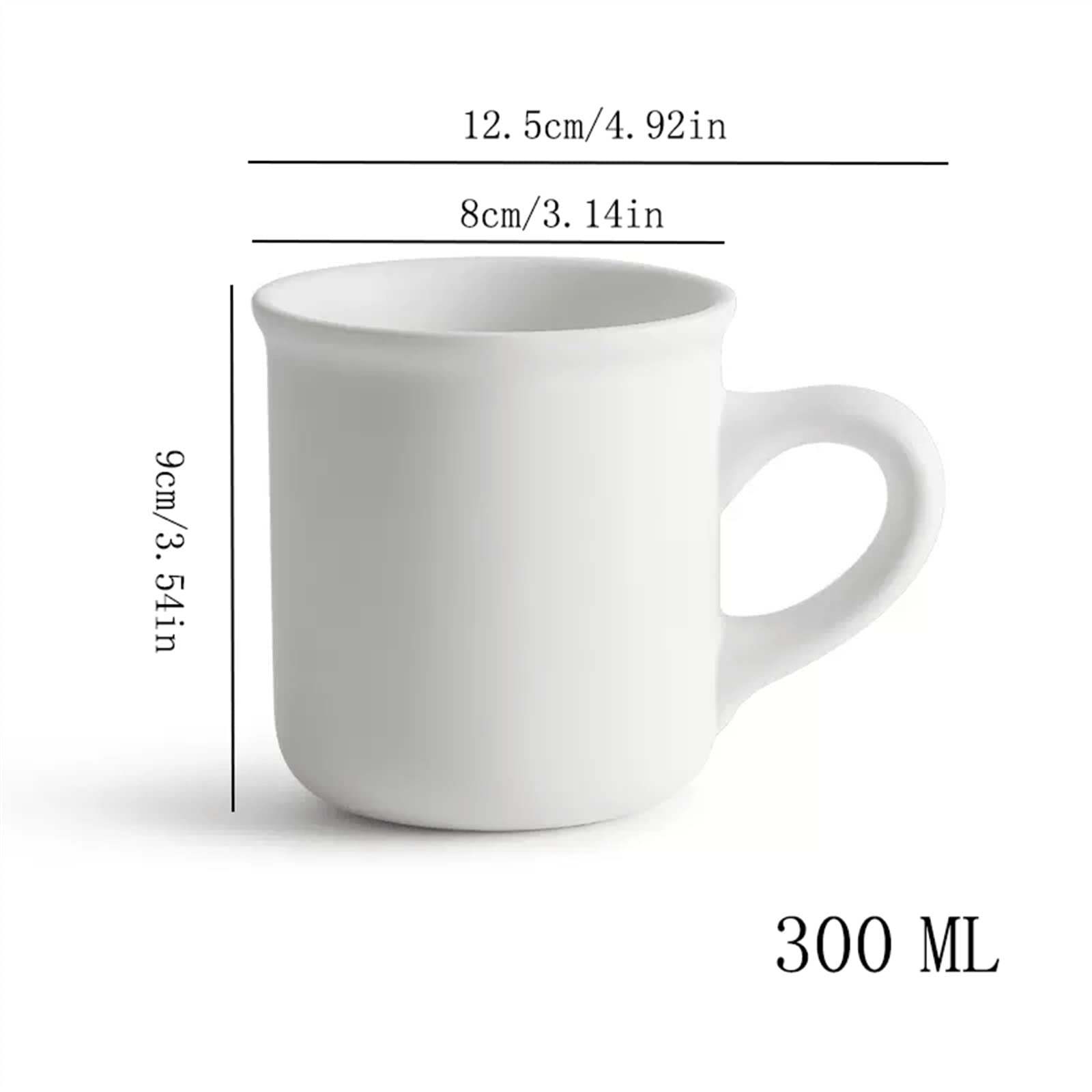 Maison Tasse à café en céramique 300ML tasse eau Simple bureau thé exquise Décoration(Blanc)