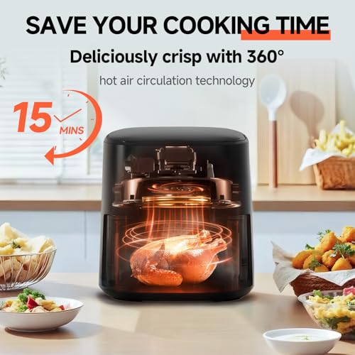 QIDO Air Fryer 8-in-1 with 5 QT Capacity,180°-450°F Precision Heating, Air Fry, Roast, Broil, Reheats, Dehydrates, Less Oil, Features Shake Reminder, Large Touch Display with Auto Menus, Dark Black by QIDO - Image 5