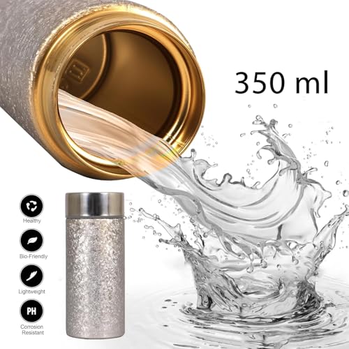 Image of Titanium Water Cup with Lid, Leakproof & Lightweight Portable Bottle, Durable Metal Drink Container for Office Travel Home, Reusable Teacup for Daily Use (Titanium Silver, 350 ml)