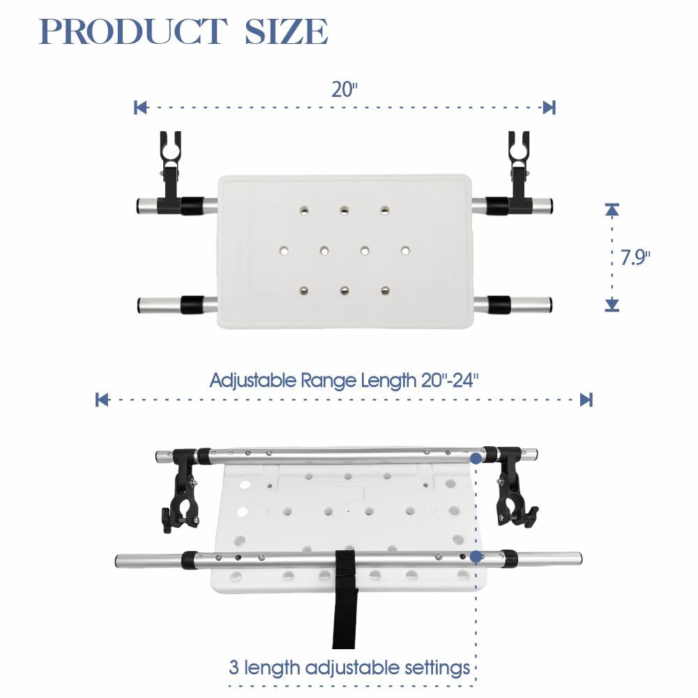 Sedile universale per deambulatore pieghevole, capacità massima di carico di 113,4 kg, portata regolabile: 50,8 cm ~ 61 cm (bianco)