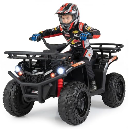 HONEY JOY 24V Kids ATV, Electric Ride On Quad, LED Headlights, Music, 5Mph Max Speed, Big Tires, Toddler 4 Wheeler, Ride On Toy Car with Front & Rear...