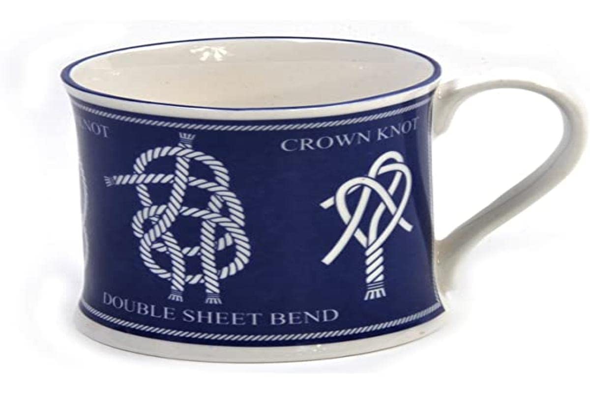 Nauticalia Campfire-Reef Knot & Knots Mug, White,dark Blue