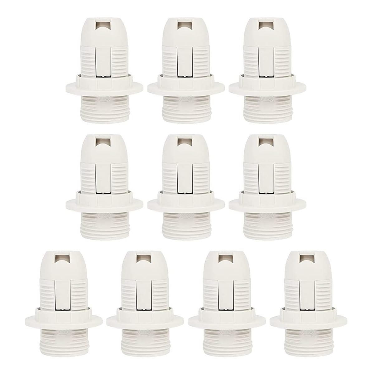 Namvo Lampenfassung mit E14-Gewinde, Kunststoffschale, Glühbirnenfassung, E14-Pendelfassung mit Ersatzring für Heim- und Gewerbebeleuchtung (weiß), 10 Stück