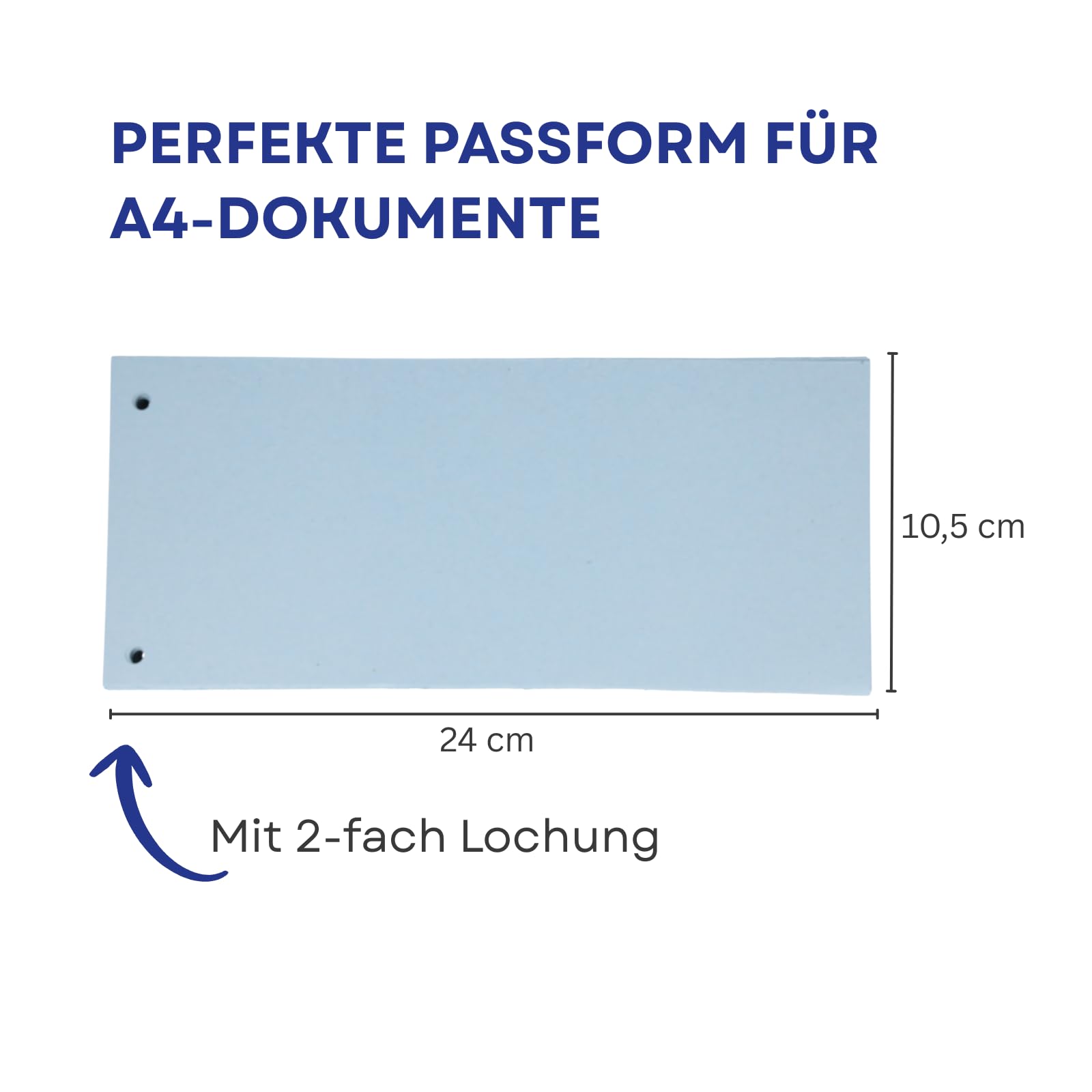 Westcott Trennstreifen 100 Stück Pastellblau (30er-Pack) | Robuste Heftstreifen 190g/m² für A4 Ordner | Trennblätter 10,5 x 24 cm | Register 2-fach-Lochung für DIN-A4 Dokumente | E-733319 00