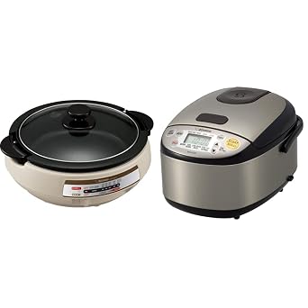 Zojirushi EP-PBC10 Gourmet dExpert Electric Skillet & NS-LGC05XB Micom Rice Cooker & Warmer, 3-Cups uncooked, Stainless Black