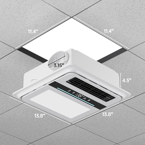 Ventilador de extracción para baño VallisCo 4 en 1 con luz LED y función calefactora, sistema de ventilación de techo de 1800 W, ventilador silencioso de 140 CFM con control remoto inalámbrico y teclado, 110 V miniatura 3