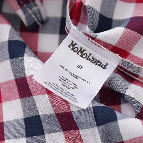 Little Big Girls Sleeveless Woven Plaid Button Down Shirts with Collar Red Black Navy Color4