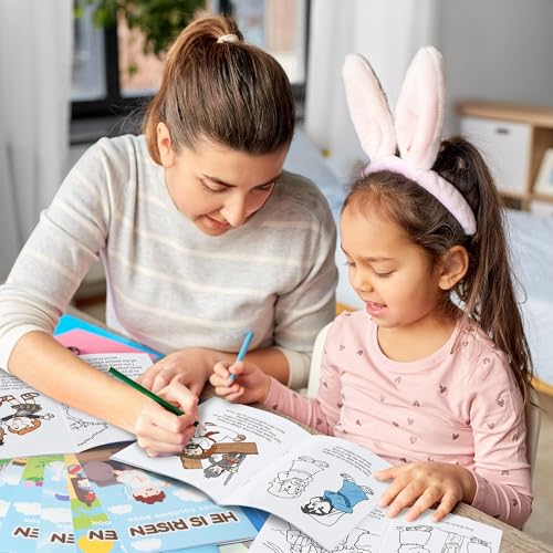 Image of Easter Coloring Books for Kids - 24Pcs Bulk He is Risen Mini Coloring Booklet Religious DIY Art Drawing Book for Toddlers Spring Easter Holiday Party Goodie Bags Stuffers Sunday School Classroom Favor