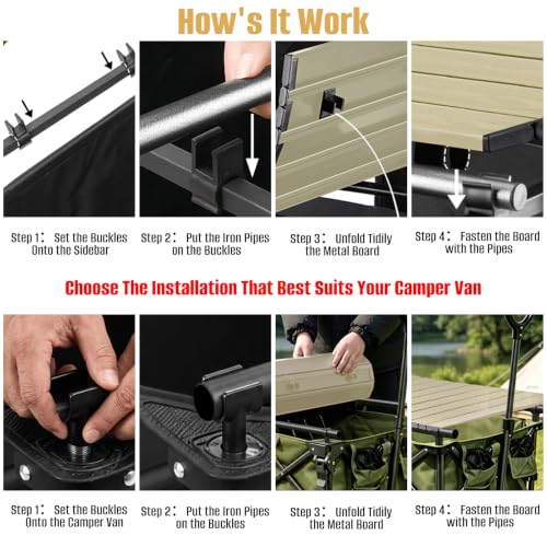 Mesa Metálica Plegable para Camping SETOXYX Board Desktop 34"×21" Color Khaki miniatura 5