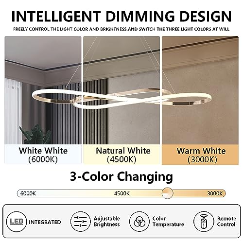 Image of Electroplated Gold Modern LED Pendant Chandelier