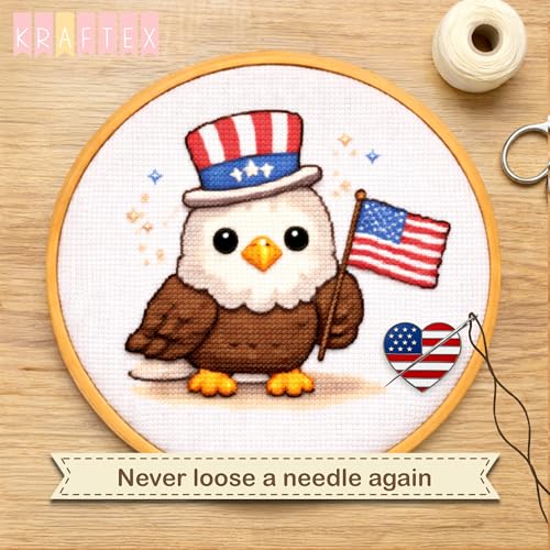 Image of Kraftex Magnetic Needle Minder. Needleminder for Embroidery & Sewing. Cute Needlepoint Accessories. Magnetic Needle Holder for Cross Stitch. Cute Magnet Pin Gift