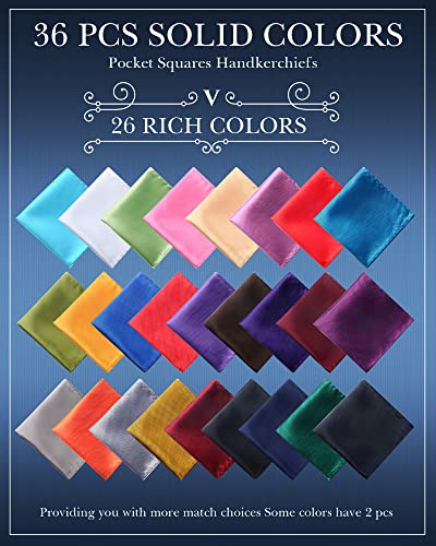 Image of JaGely Pocket Squares for Men Assorted Colors Silk Squares Handkerchiefs 9.06 inch x 9.06 inch Handkerchiefs for Men Wedding