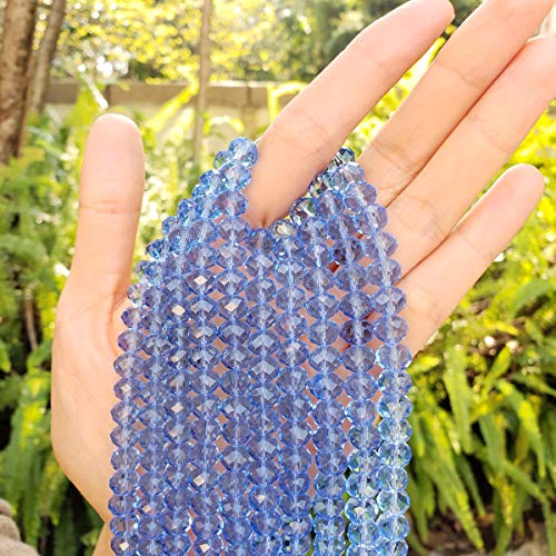 Image of 700pcs Czech Faceted Rondelle Crystal Glass Beads 8mm Bulk Light Sapphire Blue