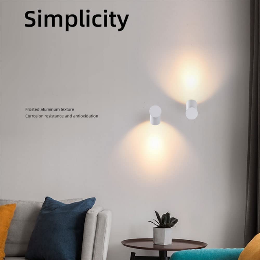 Wandleuchte aus Eisen Nordische kreative Wandleuchten LOFT Indoor LED warmes Licht Wandleuchte Schlafzimmer Nacht Leselampe Wohnzimmer Korridor Wandleuchte Innendekoration Beleuchtung(White)