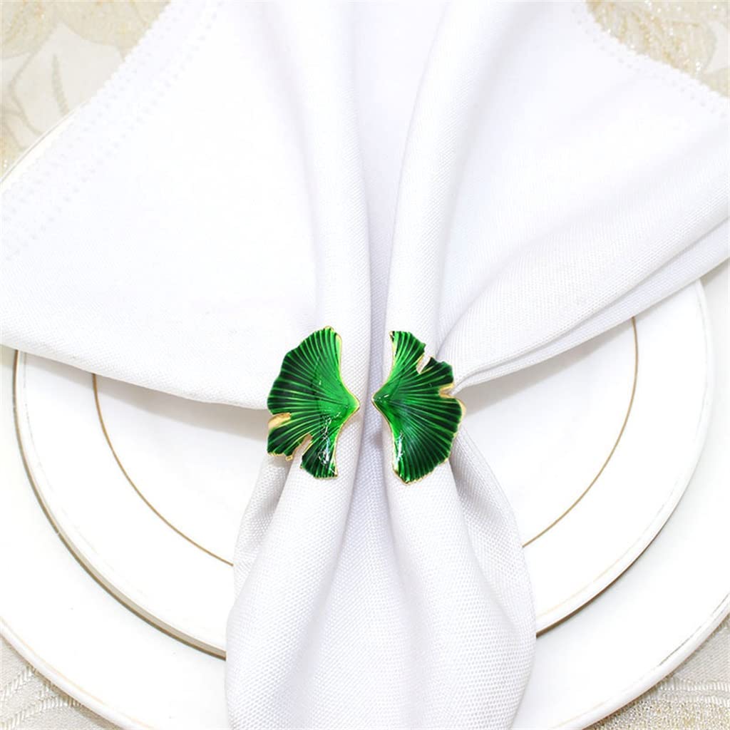 10 servilleteros de Hoja de Ginkgo con Chapado en Metal y Hebilla para decoración de Mesa de Boda (Talla única D)