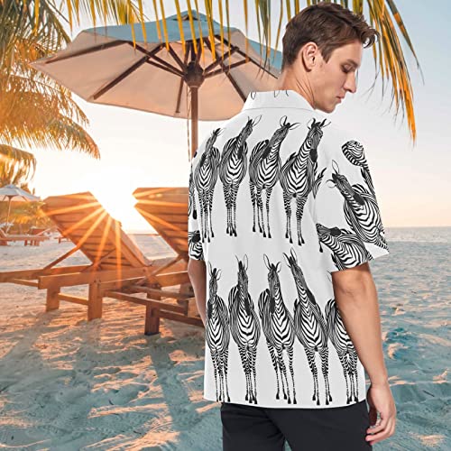 visesunny Mens Casual Button Down Short Sleeve Hawaiian Shirt Zebra Aloha Shirt3