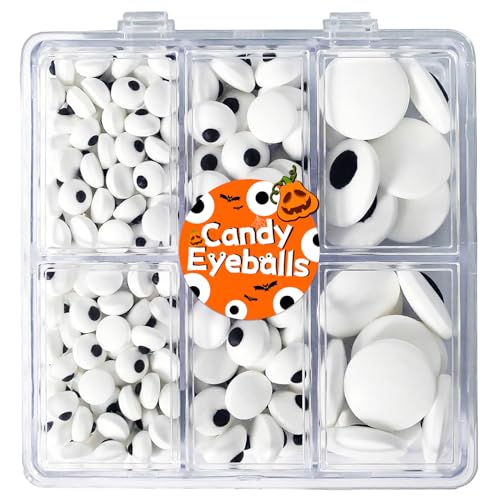 Edible Eyes Candy Eyeballs Sprinkles for Cake Decorating, 130g/4.6oz Halloween Mix Sizes Eyeballs for Cupcake Cookie Toppings, Edible Sprinkles for Baking Decoration 7mm 1cm 2cm