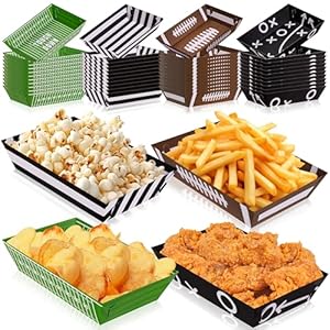 50 Pack Football Party Decorations Paper Food Trays – Movie Night Supplies Snack Stadium Serving Plates for Super Football Bowl Birthday Disposable Decor – Style 3