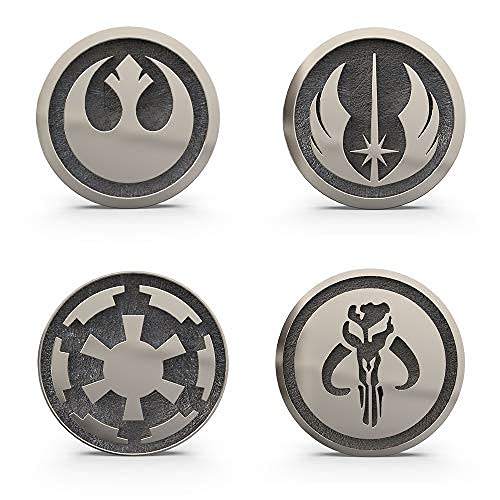 BIRDEU Mandalorian Skull Abzeichen Rebel Alliance Abzeichen Imperial Galactic Empire Abzeichen Jedi Order Abzeichen Pin für SW Cosplay Kostüm Zubehör 4pcs Geschenke Kollections Cover