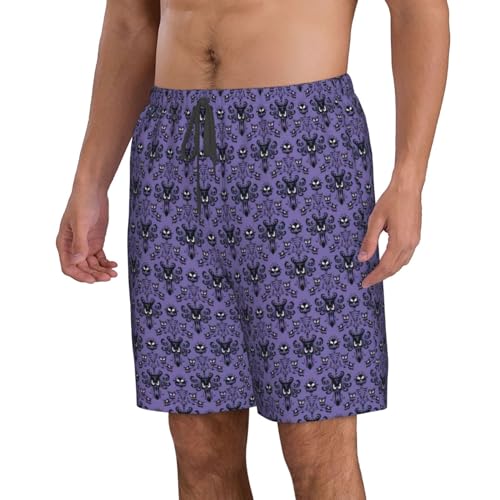 Haunted Mansion Print Men's Swim Trunks | Quick Dry Drawstring Beach Shorts2