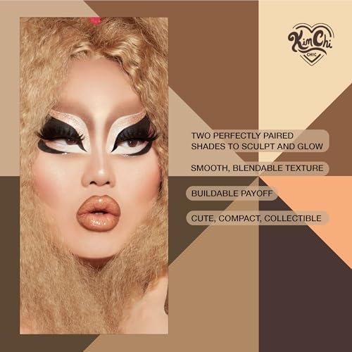 Image of KimChiChic Beauty Thailor Contour Duo, 2-in-1 Sculpting Makeup Palette, Blendable Matte Contour Powder, Heart-Shaped Compact with Mirror, Cruelty-Free, Coco Cocoa, 0.28 oz