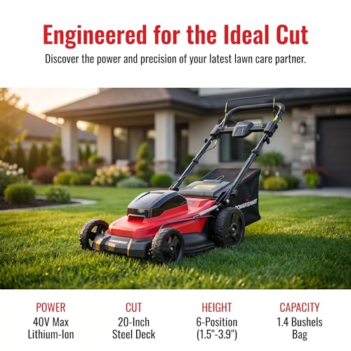 Image of 20 inch Self Propelled Cordless Lawn Mower,40V 2x4.0 Ah Battery Lawn Mower with Dual Battery Slots & Steel Deck, 3-in-1 Walk-Behind Mower (Bagging /Mulching), Space Saving Foldable