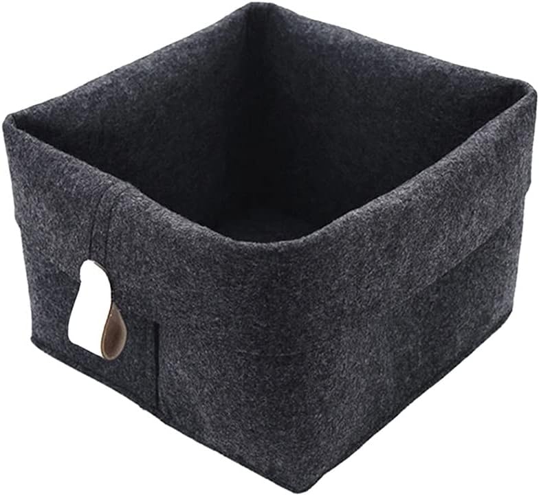Desktop Organizer with Handle Bedroom Dirty Clothes Office Home Decor Felt Storage Basket Thick Standing (Color : Gray, Size : 1) (D 1)