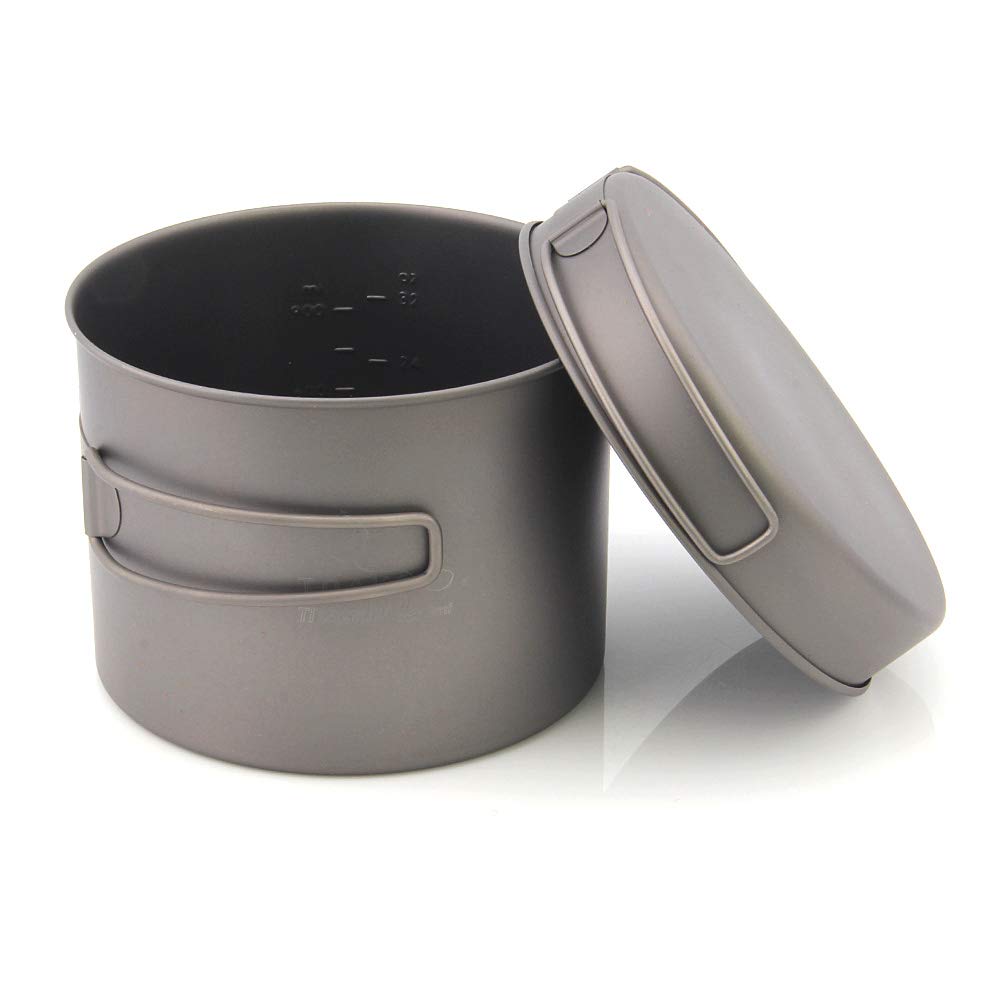 TOAKS Zestaw naczyń kuchennych ultralekki tytanowy garnek patelnia na zewnątrz kemping tytanowa miska tytanowy kubek piknik 1100 ml, 1300 ml, 1350 ml, 1600 ml