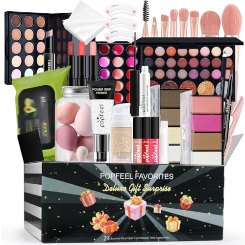 Beginner Makeup Kits Makeup Present Set Multipurpose Womens All In One Makeup Sets Lip Gloss Face Eye Makeup Eyeshadow Palette Blushes Lipstick Brushes Easy To Carry For Women Makeup Kit