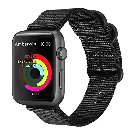 Amberwin Compatible for Apple Watch Band 44mm 42mm 40mm 38mm, Nylon NATO iWatch Band Replacement Strap for Apple Watch SE Series 6/5/4/3/2/1