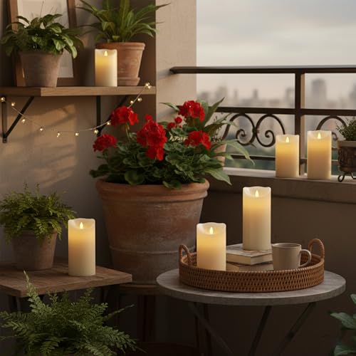 Image of LTETTES Flameless Frosted Plastic Pillar LED Candles | 2 AA Battery Operated | Decorative Candles for Home Decor, Party & Indoor Outdoor Use | Set of 5 with Remote
