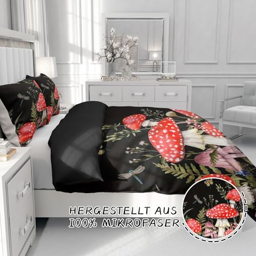 Linge de lit champignon 200x200 doux et facile à enfiler avec son zip - 5