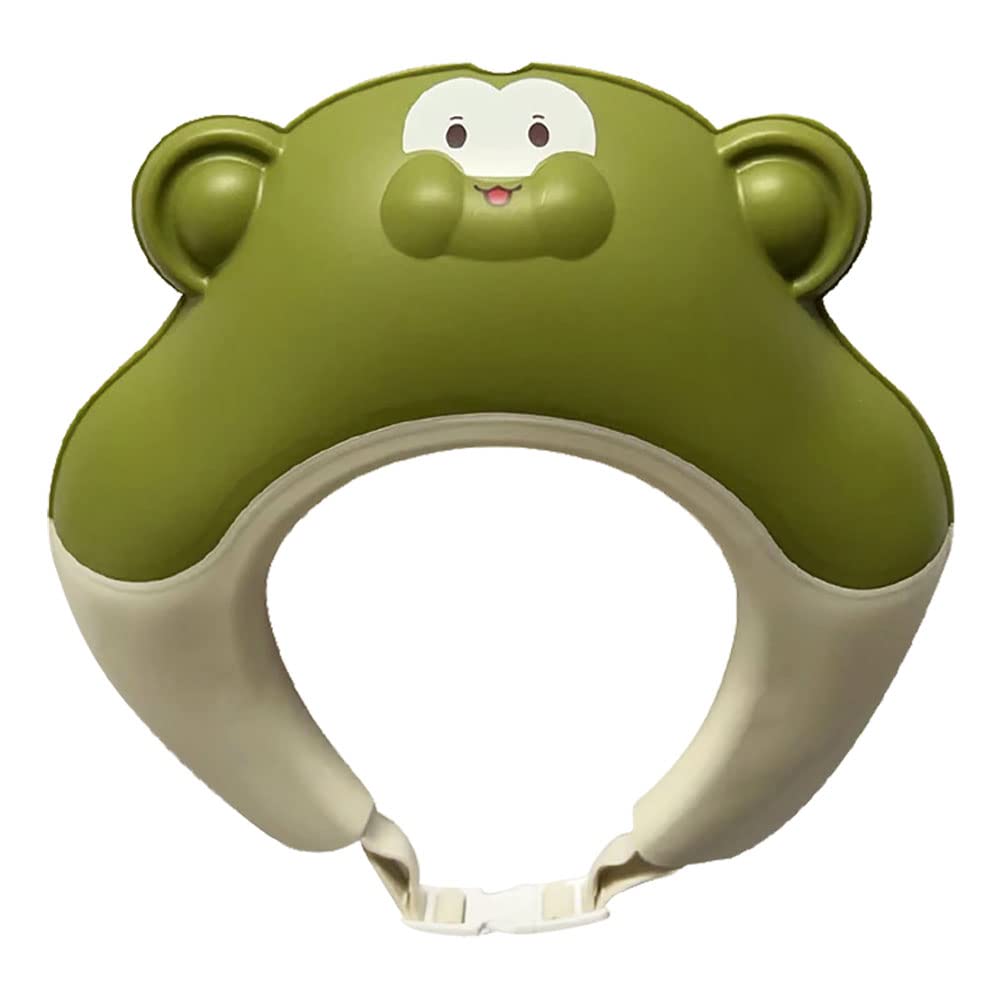 Surakey Baby Hair Washing Baby Shower Cap Adjustable Tiger Crown Guard Bath Shield Visor Hat Eyes Ears Head Protection Waterproof Bath Shampoo Cap for Kids Toddler (Green)