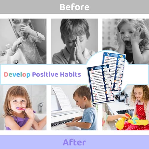 Image of 3 in 1 Bedtime /Morning /Weekly Astronaut Routine Chart for Kids, Magnetic Chore Chart for Toddlers, Visual Schedule for Kids Toddlers Schedule Board for Home