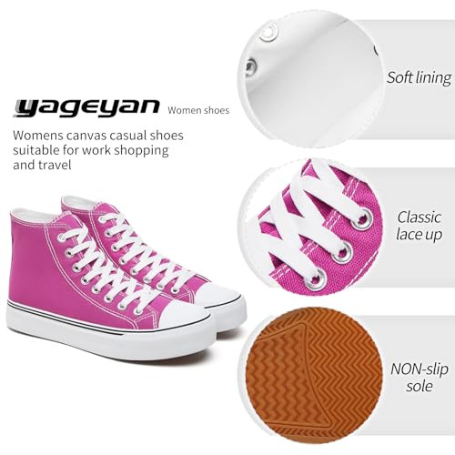 Image of yageyan Womens High Top Canvas Sneakers Lace up Fashion Shoes for Women Casual Classic