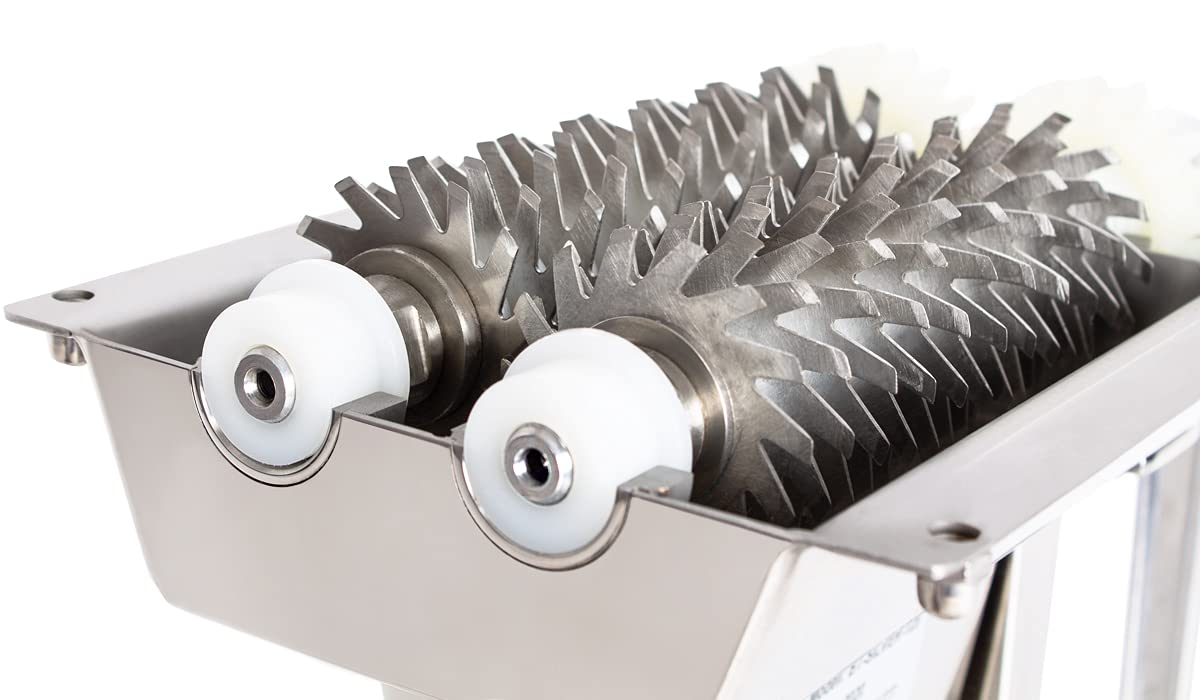 Beeketal 'BT-Silver125' Profi Steaker Fleischzartmacher mit 2 Edelstahl Messerwalzen und leichtgängiger Handkurbel, Gastro Fleischstecher mit 11x2 Messerreihen für schnelles Steaken (HACCP konform)