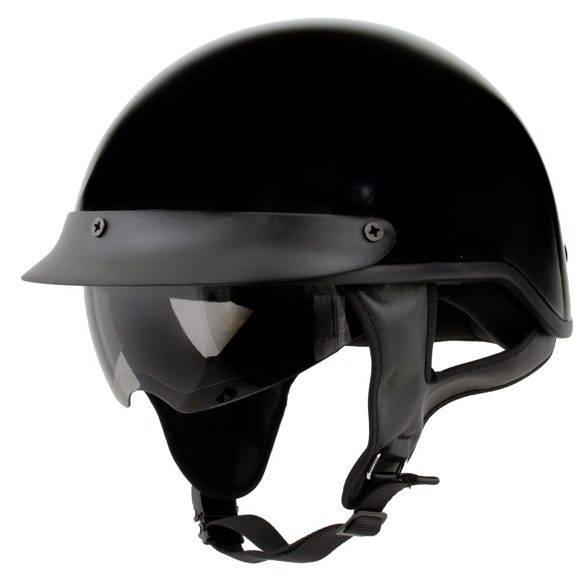 Milwaukee Helmets MPH9719DOT Momentum DOT Black Half Face Motorcycle Bikers Helmet w/Drop Down Visor - Large