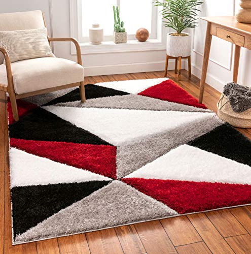 Image of 5x7 feet Soft Area Rug for Living Room and Bedroom, Modern Indoor Floor Carpet with Non-Slip Backing, Comfortable Decorative Home Decor Rug, Easy Clean & Durable- (3D Red T, Rectangular)