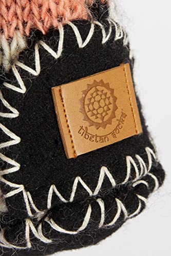Image of Tibetan Socks Hand Knit Wool Fleece Lined Long Slipper Socks with Non Slip Soles